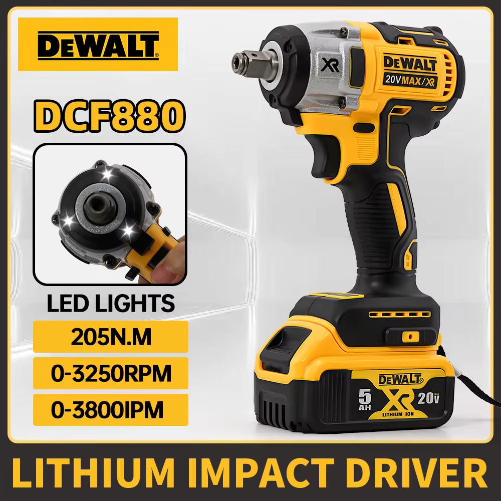 Dewalt DCF880 Cordless Electric Brushless Wrench Impact LED Light 3250RPM 205N.m Wireless Power Tool for Home Improvemet