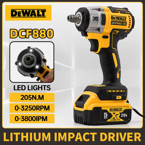 Dewalt DCF880 Cordless Electric Brushless Wrench Impact LED Light 3250RPM 205N.m Wireless Power Tool for Home Improvemet