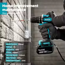 Makita Original DDF487 Cordless Driver Drill 18V Brushless Electric Impact Screwdriver Rechargeable Power Tool (ony tool)