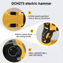 DEWALT DCH273 20V 6.0Ah Brushless SDS-Plus Rotary Hammer 2.1J 360° Handle Stepless Speed for Concrete Drilling